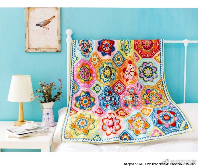 Плед изумительной красоты с разноцветными мотивами