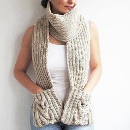 Шарф с карманами в виде совушек