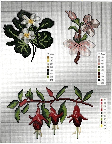 Схемы для вышивки простых и красивых цветов крестиком