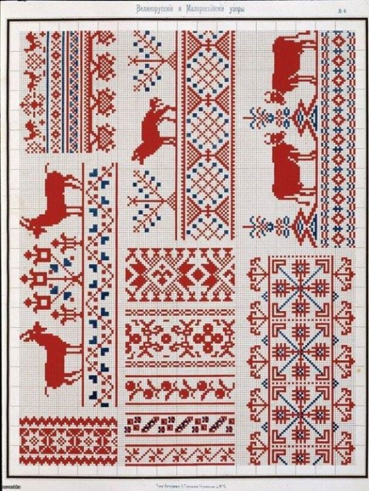 Старинные узоры вышивки крестиком