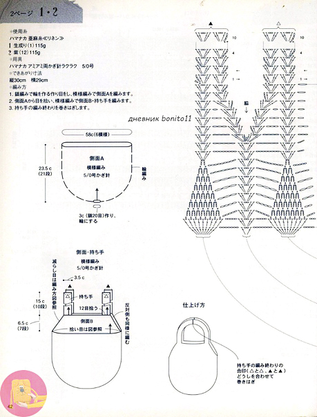 Летняя нарядная сумка-авоська узором "ананас"