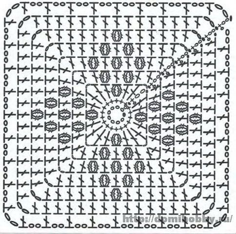 Много схем квадратных мотивов крючком