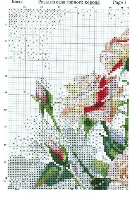 ​Вышивка "Розы в вазе"