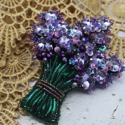 ​Брошь "Пышный букет лаванды"