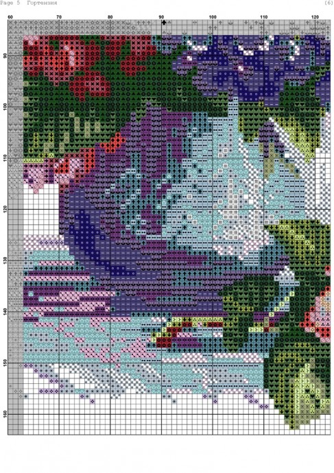 Букет гортензий крестиком