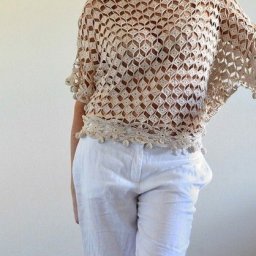 Кофточка с ажурными ромбами