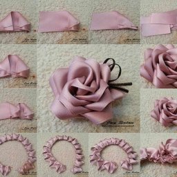 Красивая роза из атласной ленты