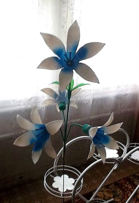 Цветы из пластиковых бутылок для сада: мастер-класс Цветы из пластиковых бутылок для сада: мастер-класс