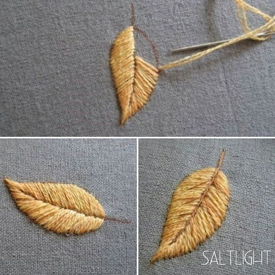 Вышивка листьев