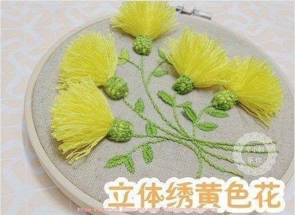 Вышивка объемных одуванчиков