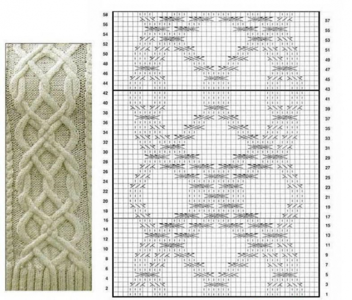 Юбка спицами с вертикальными аранами "эйфелева башня"