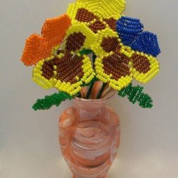 ​Анютины глазки из бисера