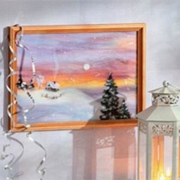 ​Картина из шерсти "Зимний пейзаж"