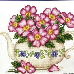 Чайник с цветами: вышивка крестиком