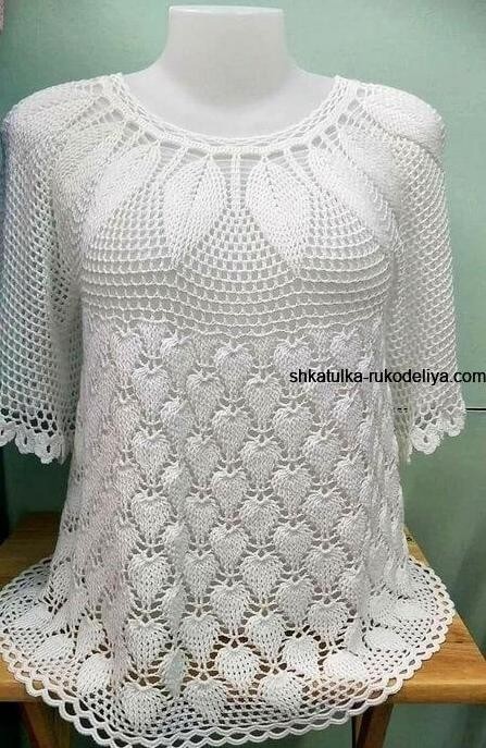 ​Летняя ажурная блузка с круглой кокеткой