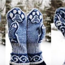 ​Узор с кошками для тёплых варежек