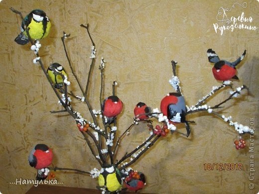 Снегири из ваты: мастер-класс