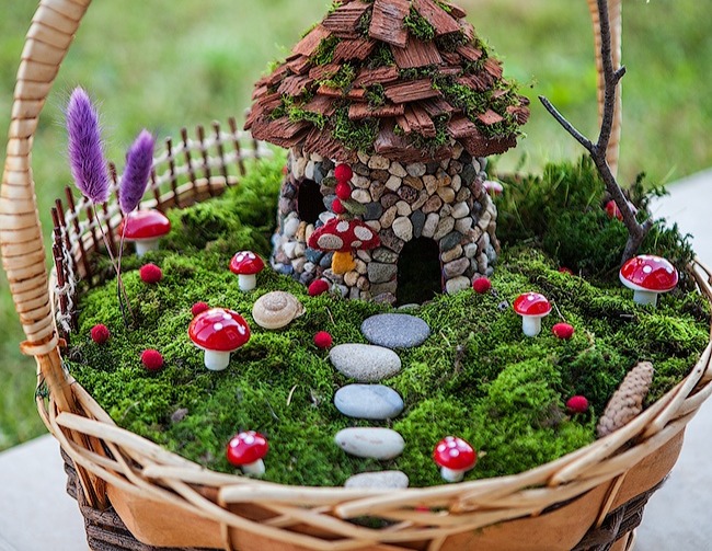 Декоративный домик из цветочного горшка