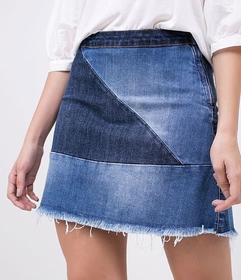 ​Идеи комбинированных джинсовых юбок из обрезков