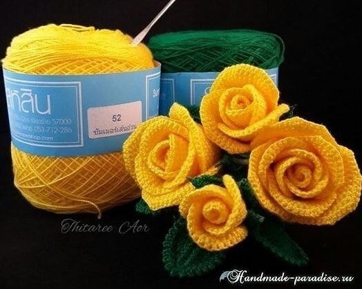Очаровательные розочки крючком