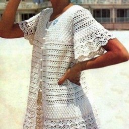 Ажурный пляжный халатик с узором "поп-корн"