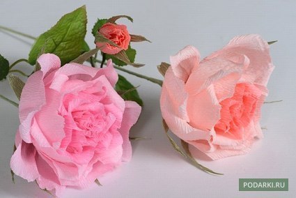 Роза из гофрированной бумаги