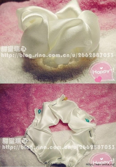 Роза из атласной ленты