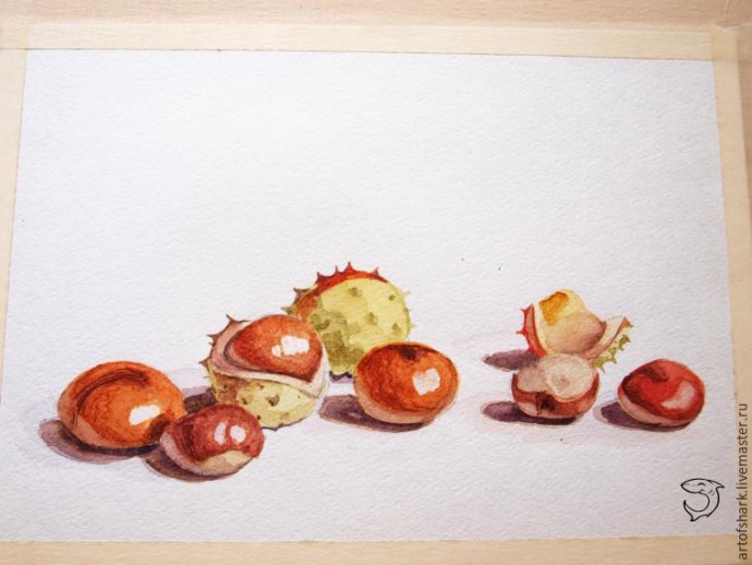 Рисуем каштаны акварелью Рисуем каштаны акварелью