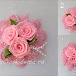 Нежные розочки из лент