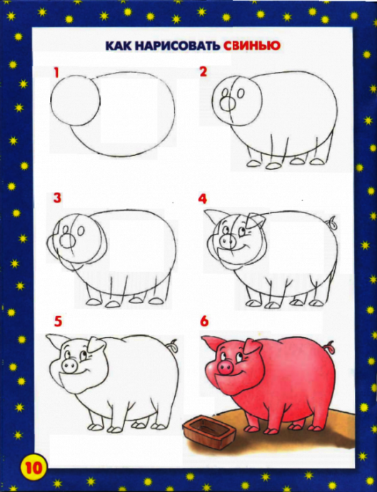 Как нарисовать свинью: много вариантов