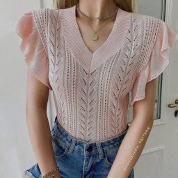 Очень нарядная вязаная летняя блуза