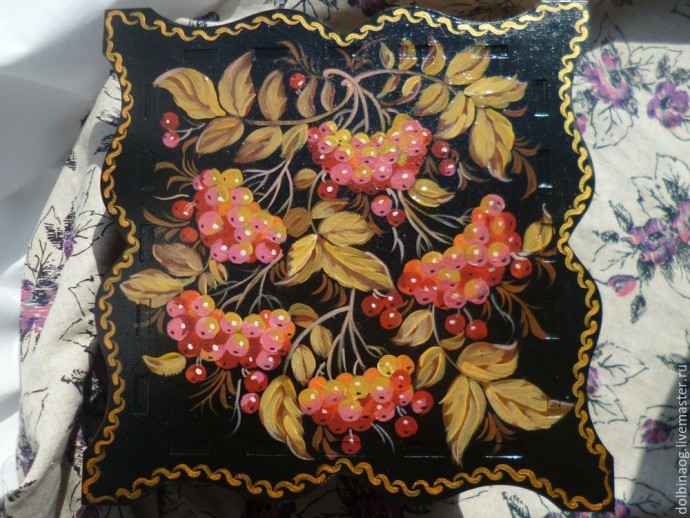 Роспись деревянной шкатулки под Жостово