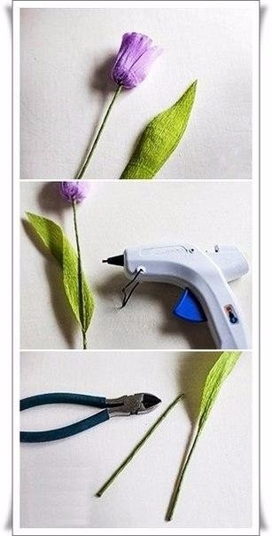 Красивый букет тюльпанов из гофрированной бумаги Красивый букет тюльпанов из гофрированной бумаги