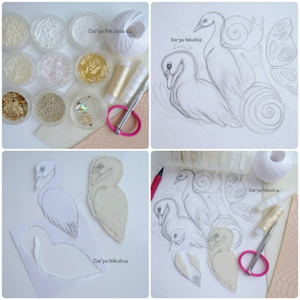 Шикарная брошка "Лебедь" своими руками