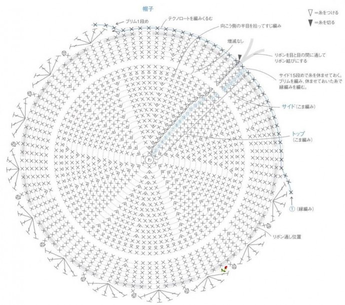 Шляпка-кепка крючком