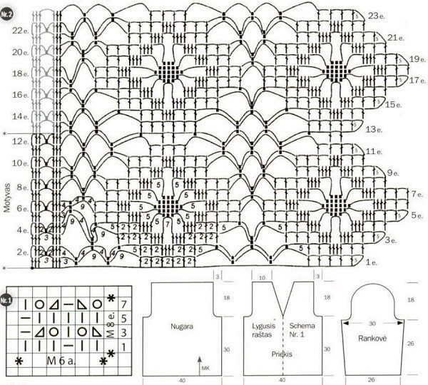 Ажурная кофточка с зигзагообразной застёжкой