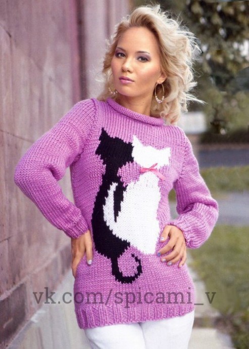 Свитер с влюбленными кошками Свитер с влюбленными кошками