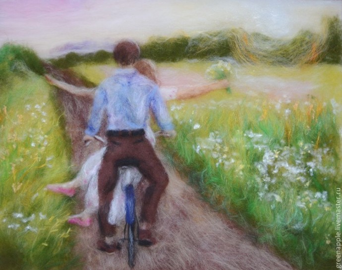 Влюбленные пары в технике шерстяной акварели: утонченные идеи