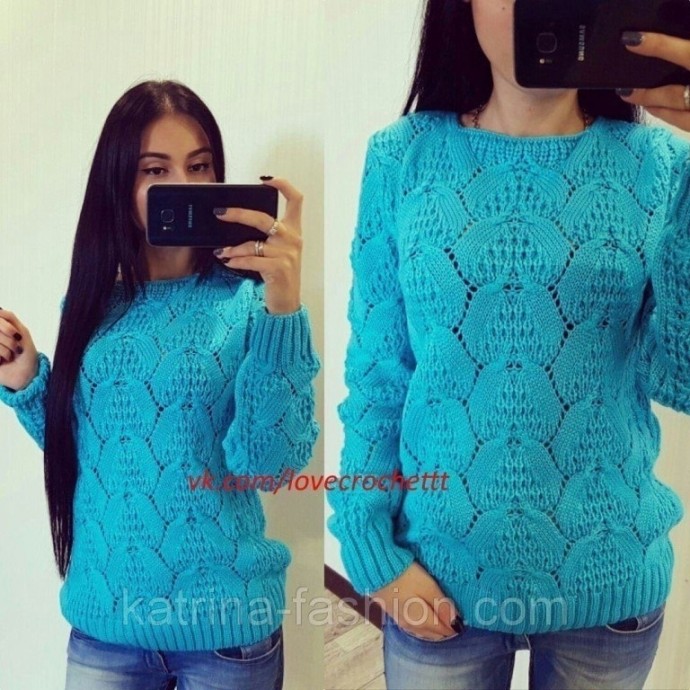Пуловер с необычным узором