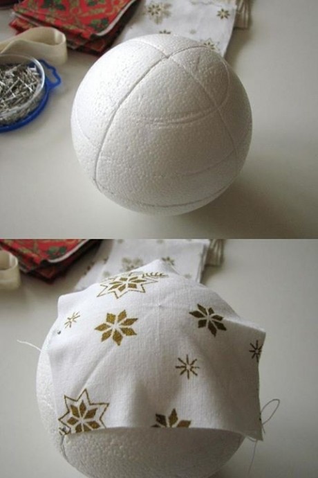 ​Новогодние шары из лоскутов