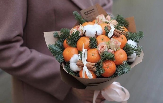 Цитрусовые зимние букеты: идеи