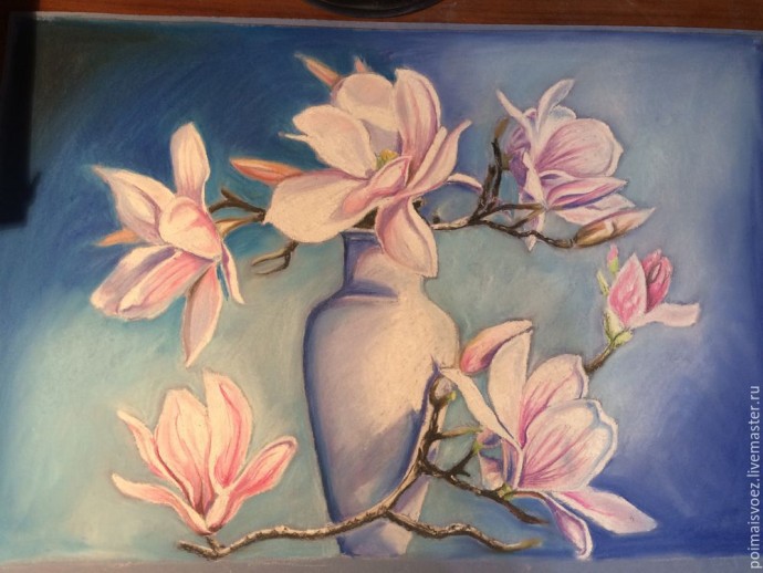 Рисование пастелью магнолии Рисование пастелью магнолии