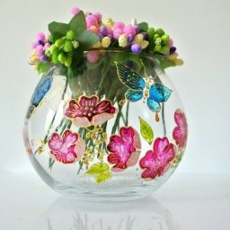 Роспись вазочки витражными красками