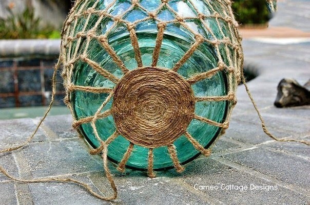 Декор бутылки верёвкой