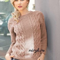 ​Джемпер с узором из кос