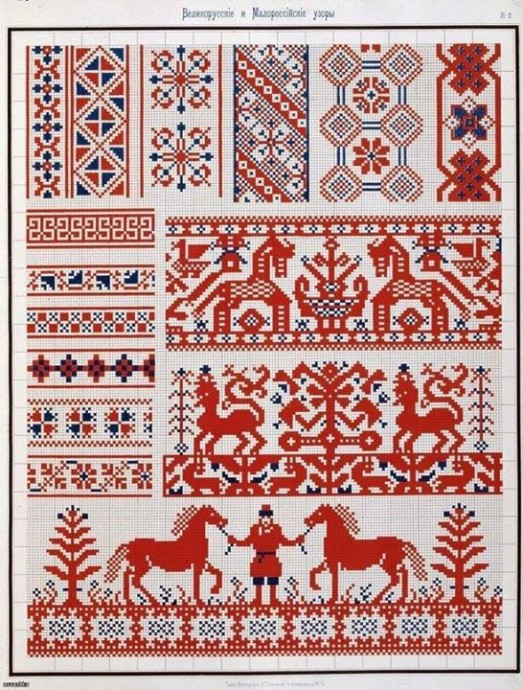 Старинные узоры вышивки крестиком