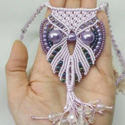 Декоративные кулончики макраме с совушками