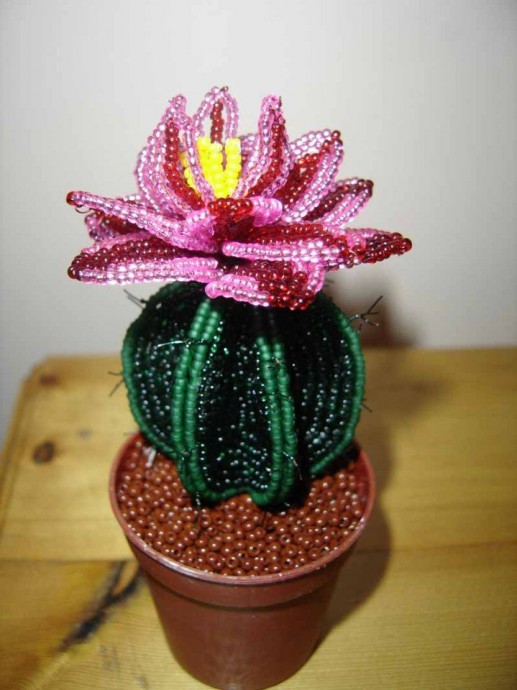 ​Идеи создания красивых кактусов из бисера