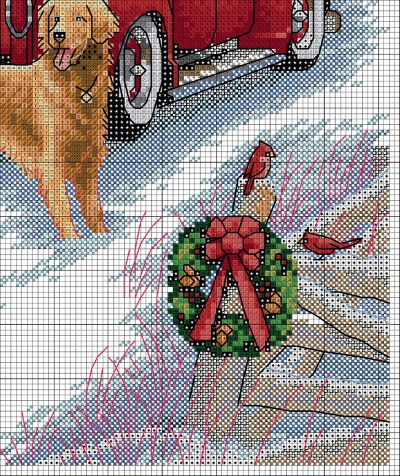 ​Чудесная вышивка с машиной и собаками