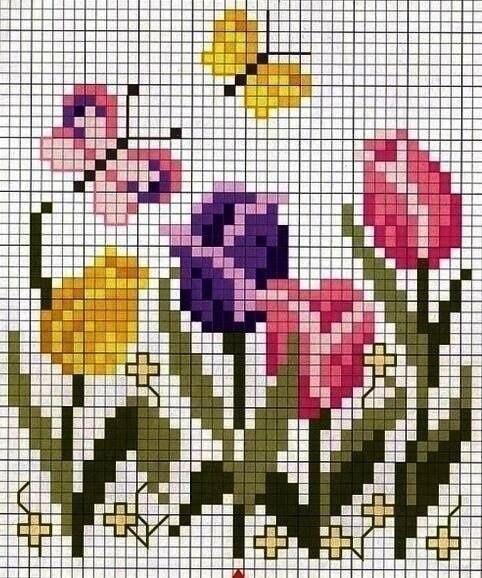 ​Вышивка цветов крестиком